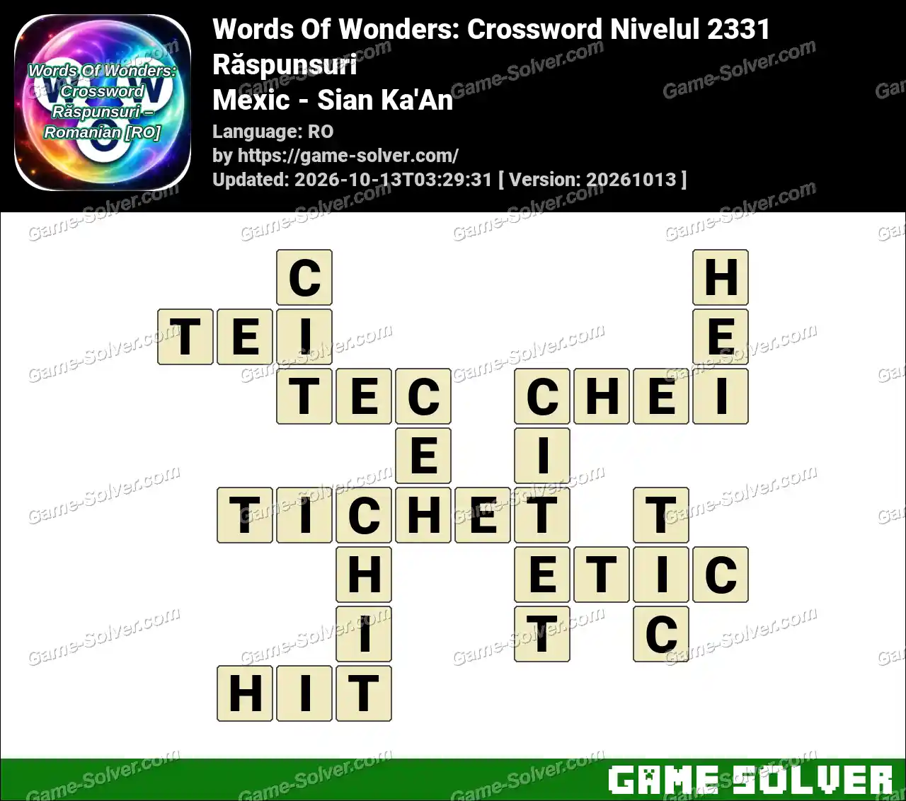 Words Of Wonders: Crossword Nivelul 2331 Răspunsuri – Mexic – Sian Ka’An